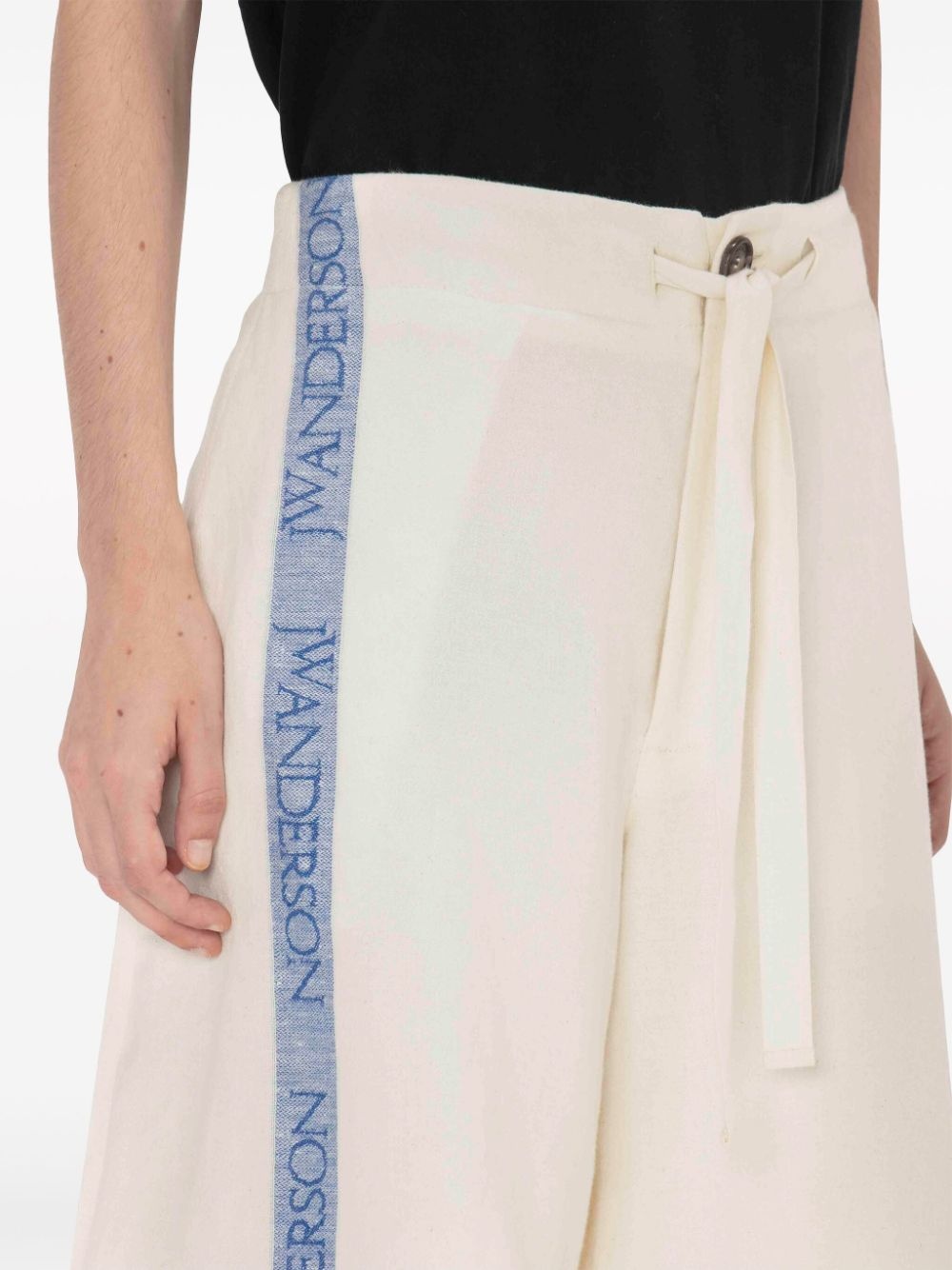 logo-tape wide-leg shorts - 5