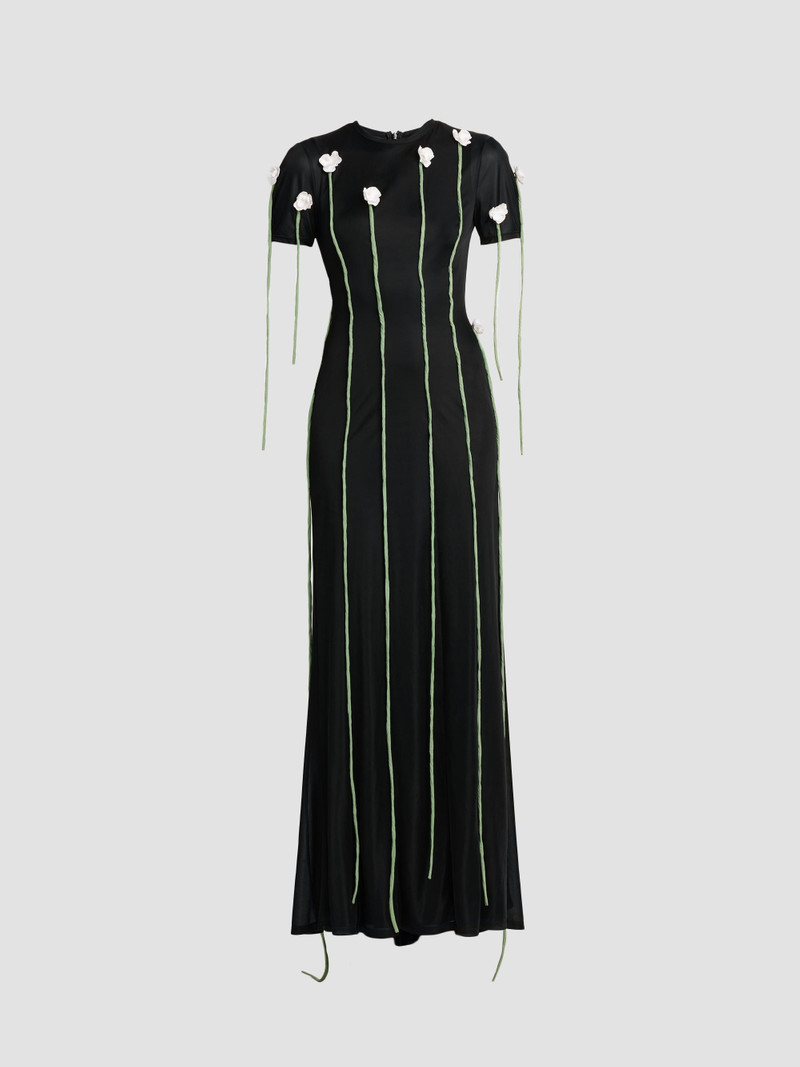 Women's Floral Appliqué Maxi Dress - Multi Black 1