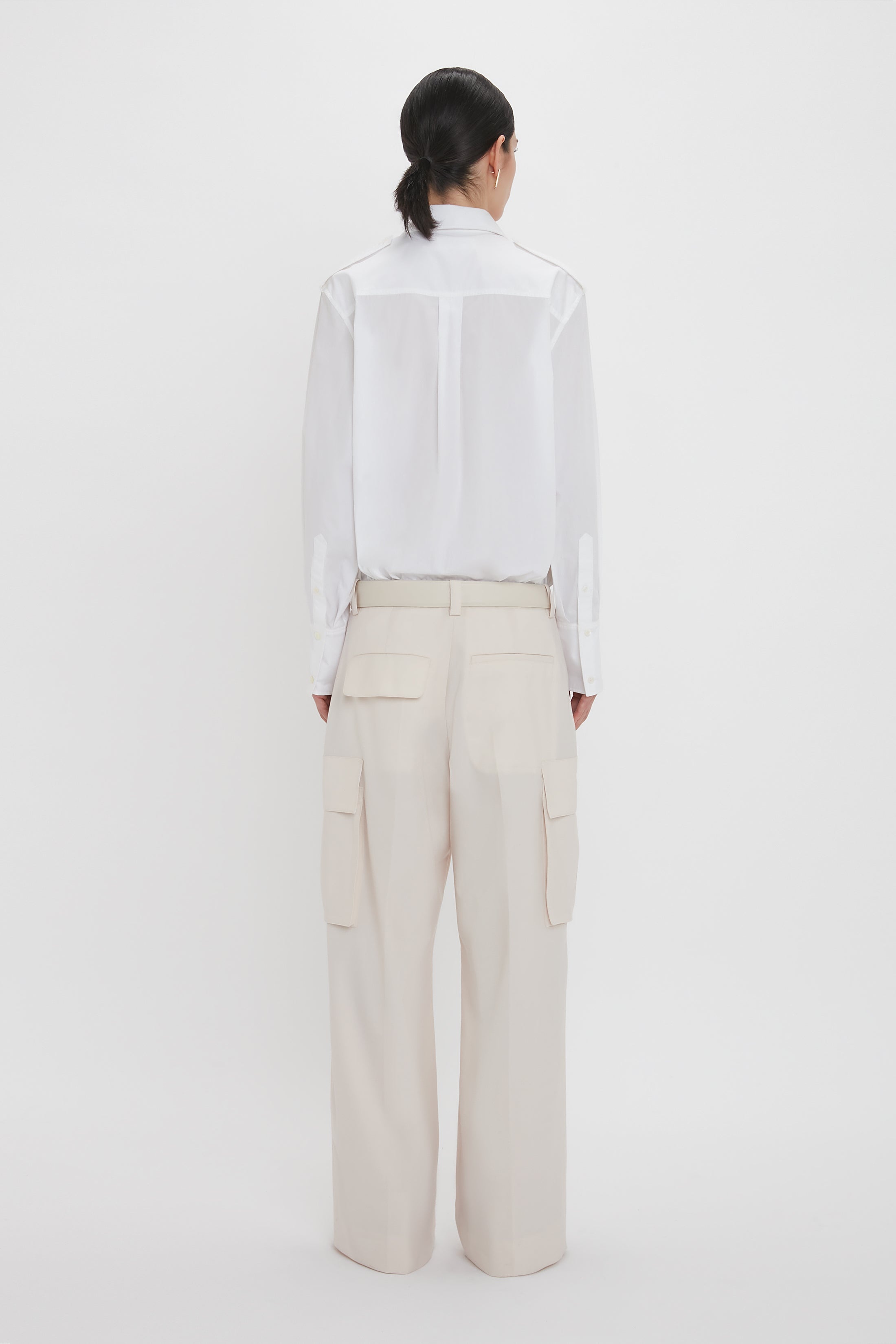 Oversized Pocket Shirt In White - 5