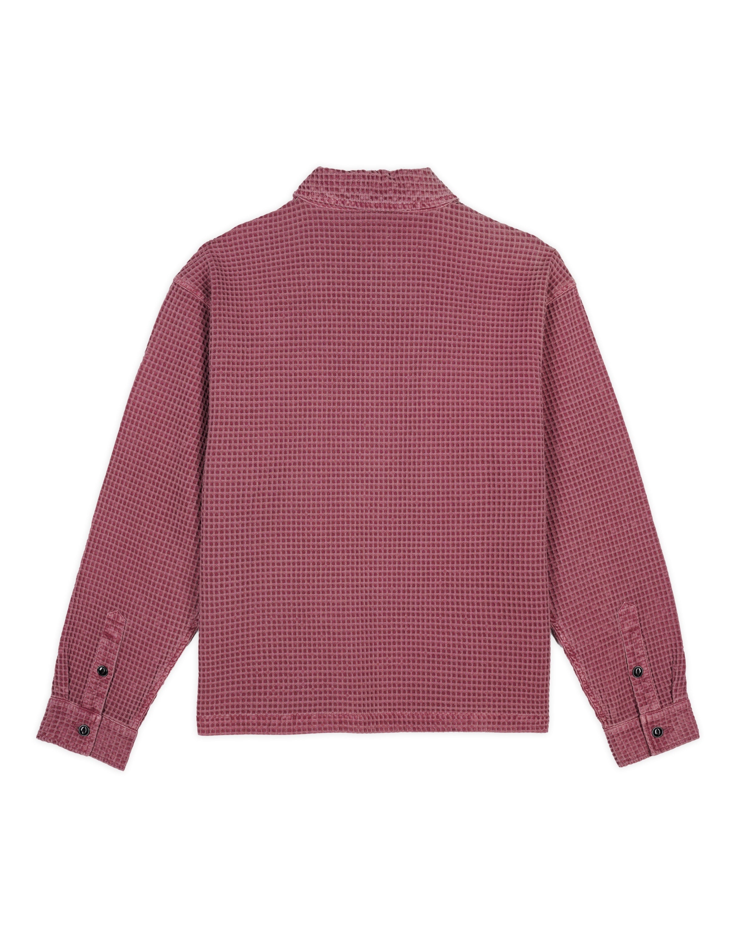 Waffle Button Front Shirt - Raspberry - 2