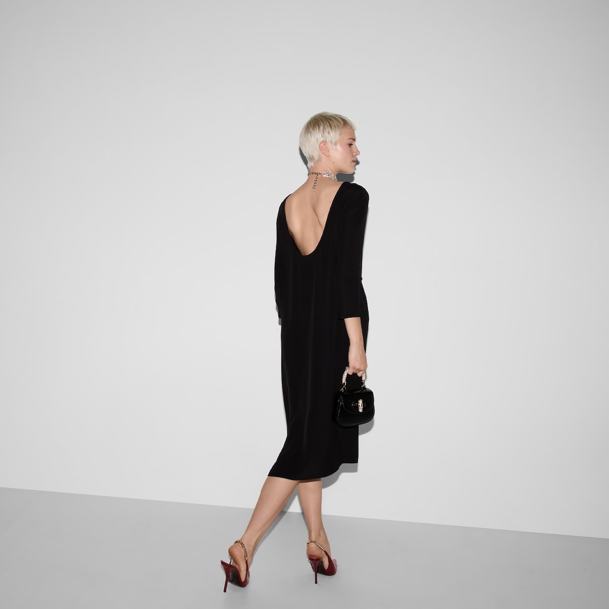 Silk cady mid-length dress - 6
