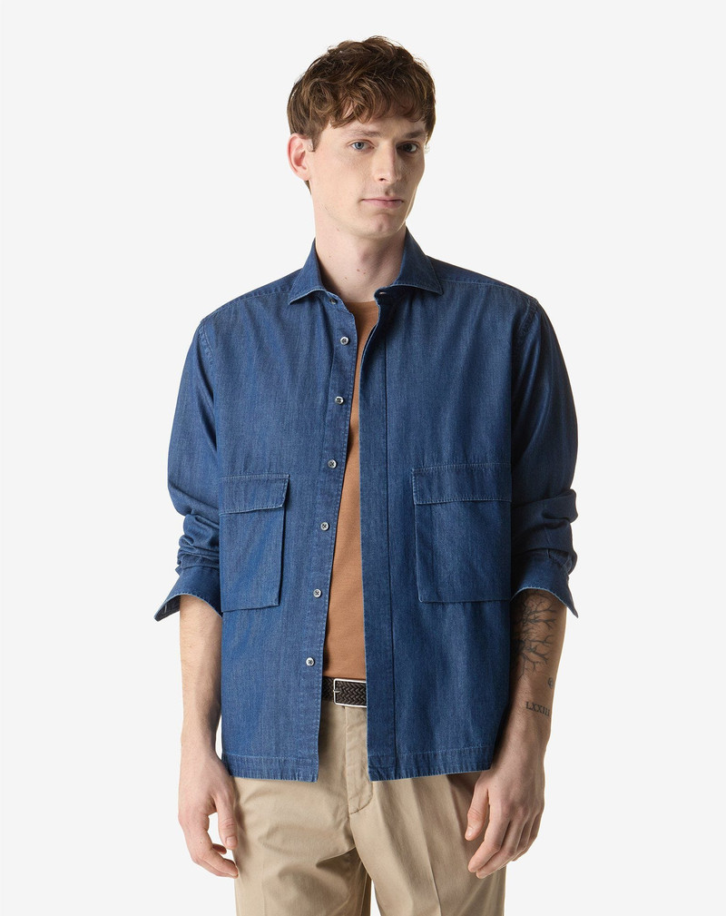 CORNELIANI Dark blue denim shirt outlook