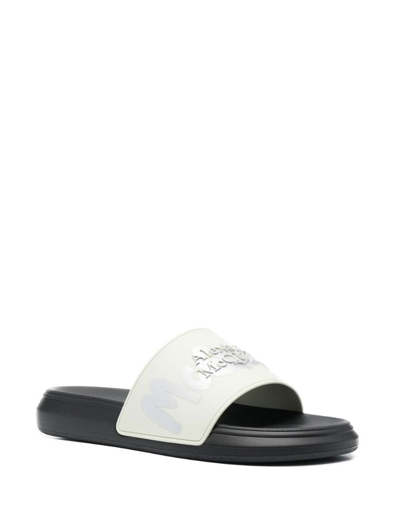 embossed-logo open toe slides - 2