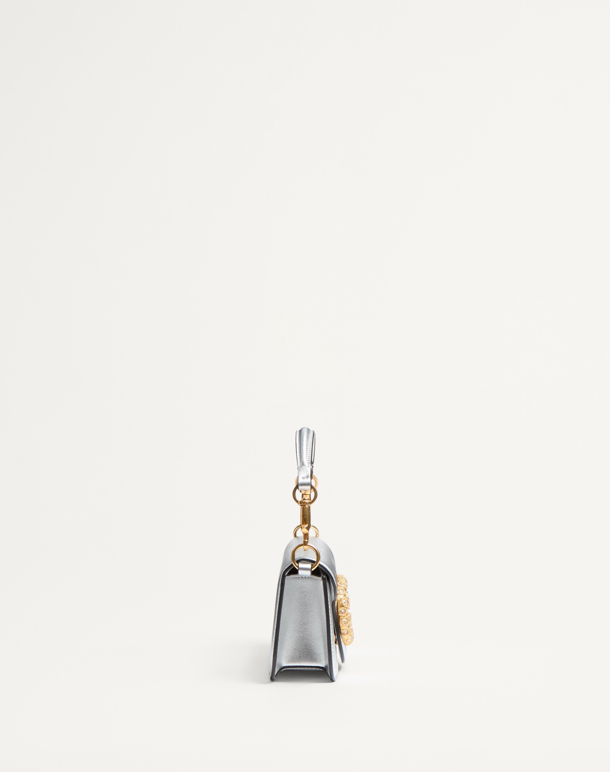 VALENTINO GARAVANI LOCÒ SMALL SHOULDER BAG IN LAMINATED CALFSKIN WITH JEWEL LOGO - 4