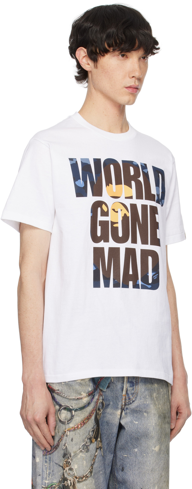 A BATHING APE® White Camo WGM Ape Head Overlap T-shirt outlook