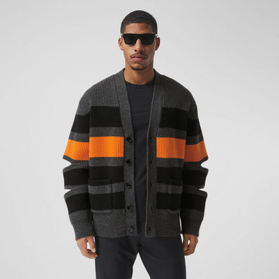 Burberry Cut-out Detail Striped Wool Cashmere Cardigan outlook