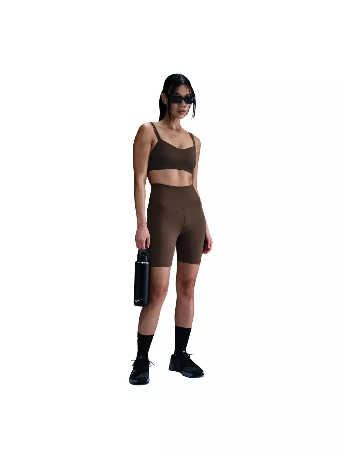 Women's Dri-FIT Alate trace Light-Support Padded Sports Bra -Dk Brown - 4
