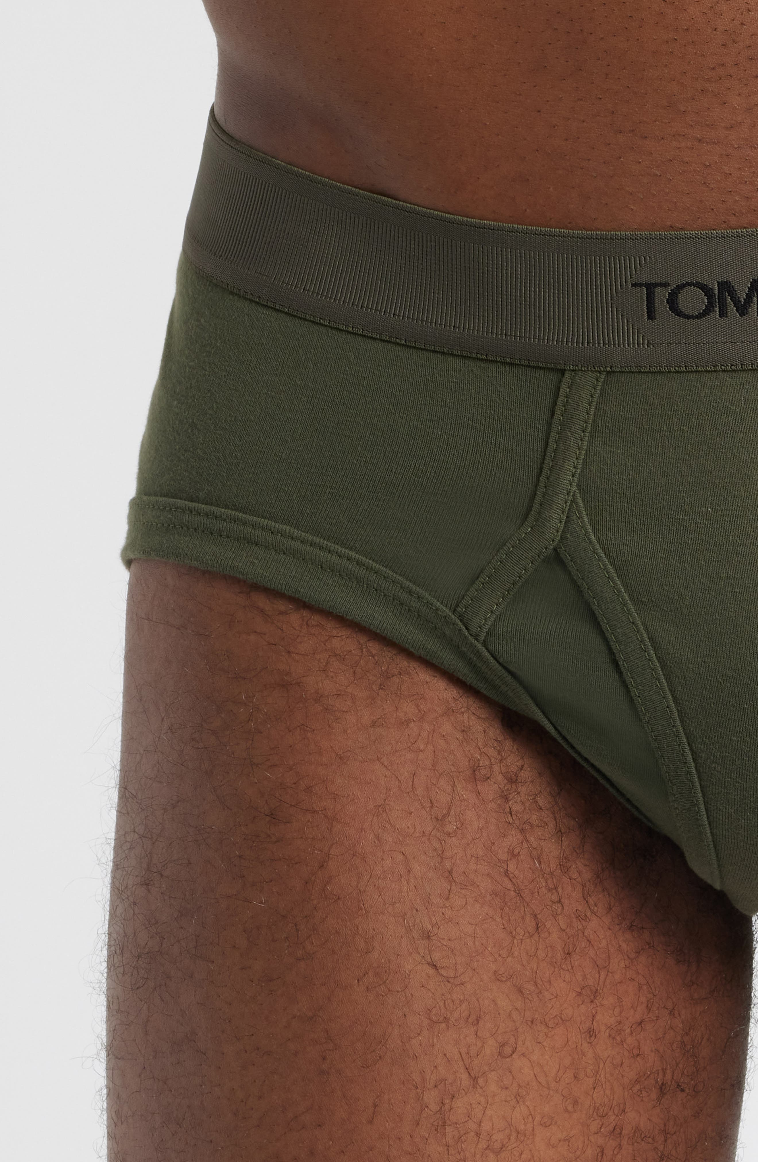 TOM FORD Cotton Stretch Jersey Briefs in Military Green at Nordstrom - 4
