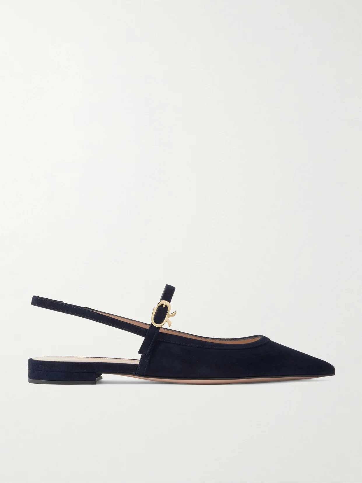 Buckled Suede Slingback Flats - 1