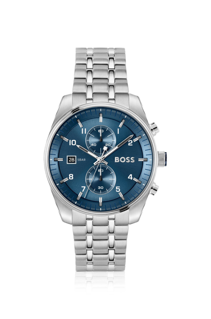 STEEL-BRACELET WATCH WITH BLUE DIAL 1