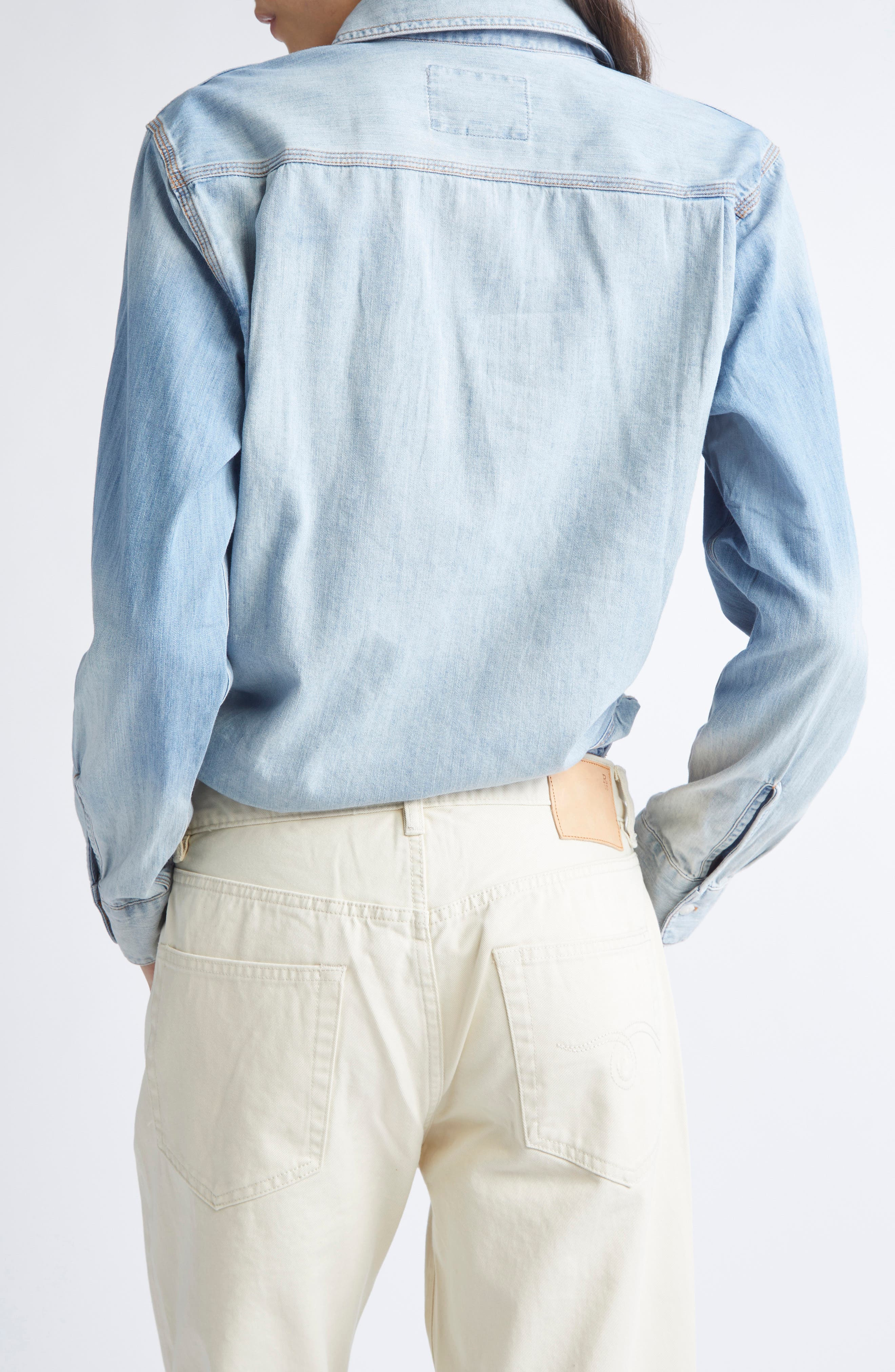 R13 Wrap Around Denim Work Shirt in River Blue at Nordstrom - 3