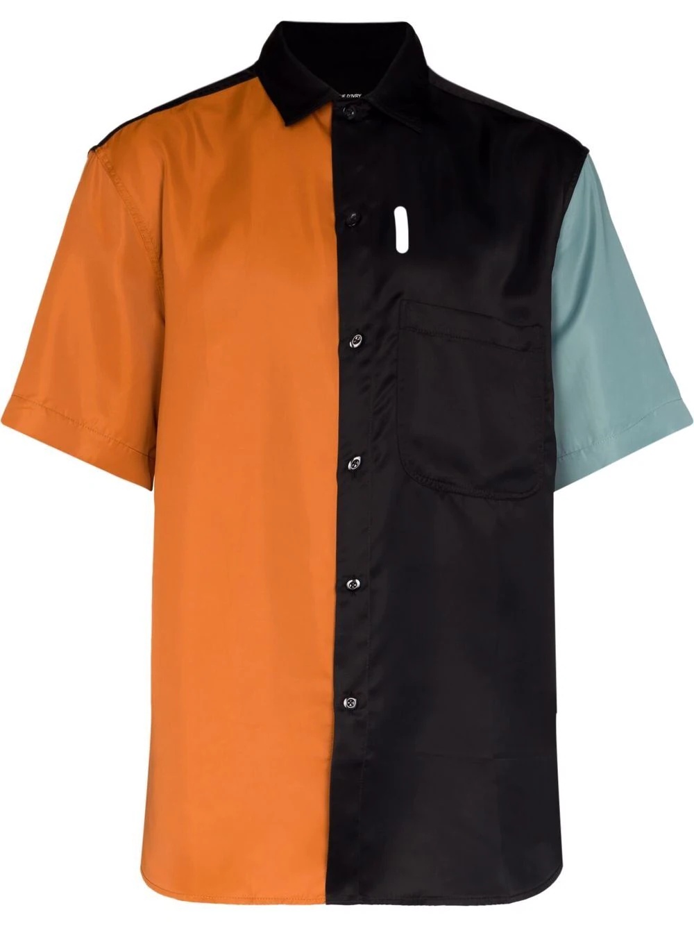 colour-block short-sleeve shirt - 1