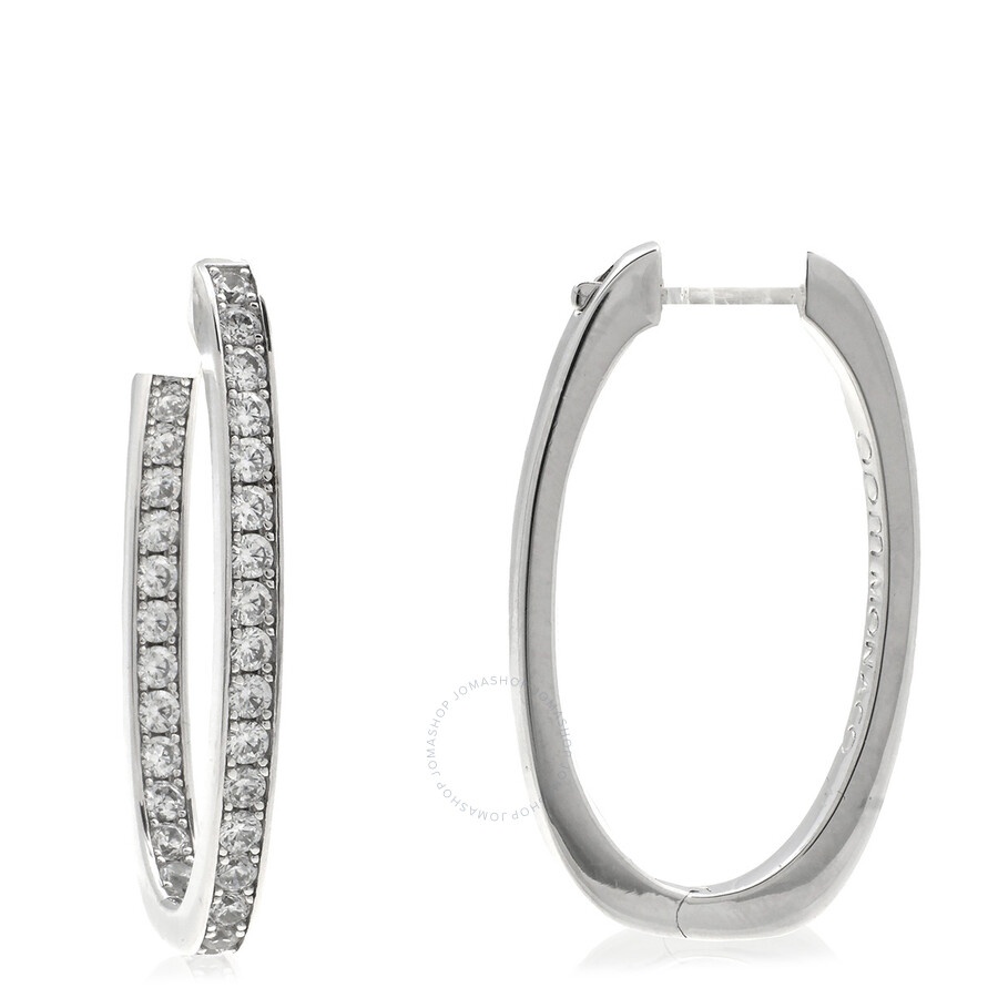 Apm Monaco - APM Monaco Pave Oval Sterling Silver Earrings - 2
