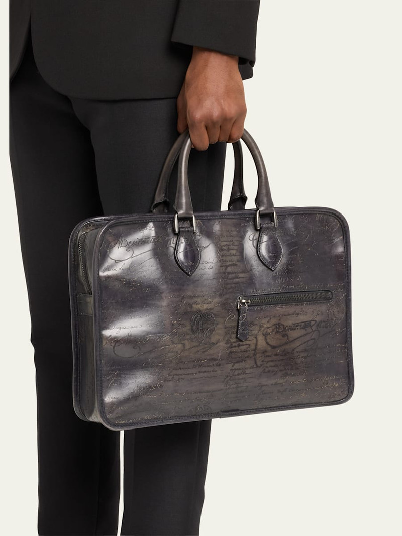 Berluti Men's Un Jour Venezia Scritto Leather Briefcase outlook
