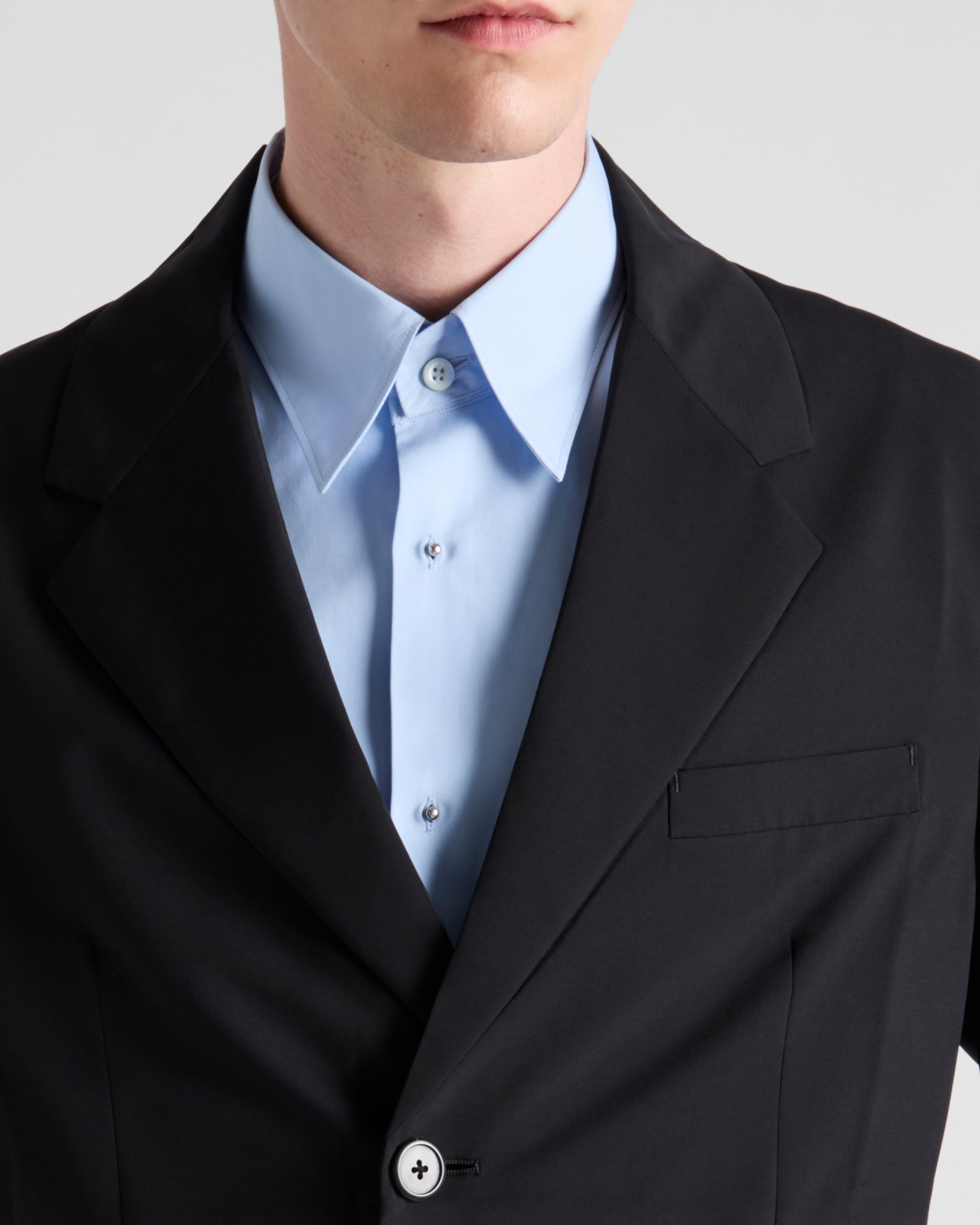 Single-breasted wool blend jacket - 4