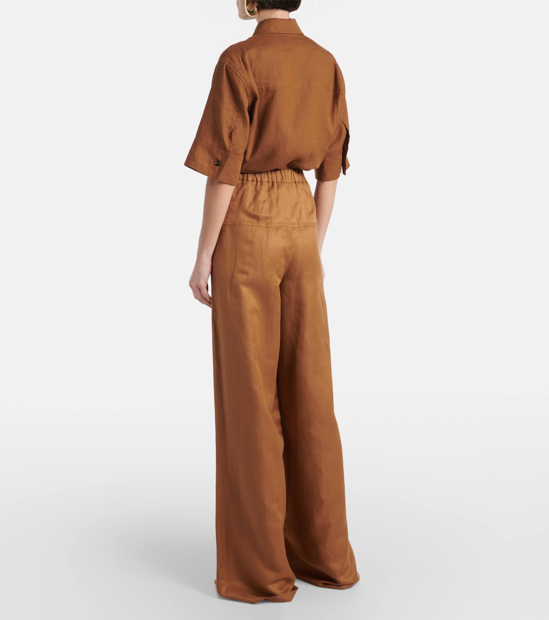 Onore linen and silk twill wide-leg pants - 3