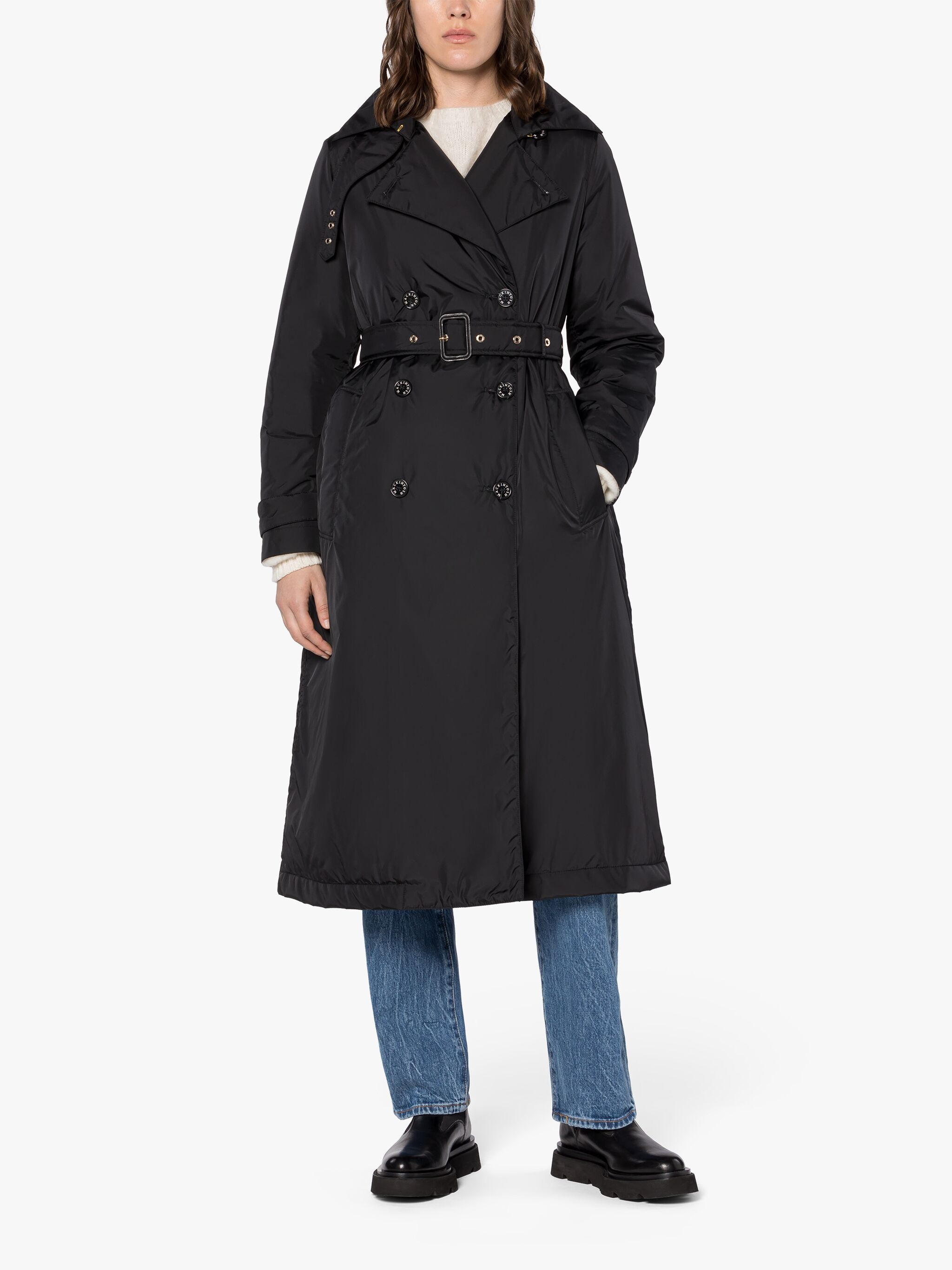 TYRIE BLACK NYLON THINDOWN TRENCH COAT - 2