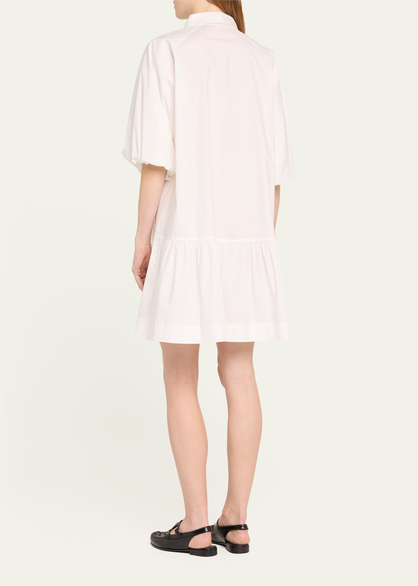 Crissy Puff-Sleeve Cotton Poplin Mini Shirtdress - 3