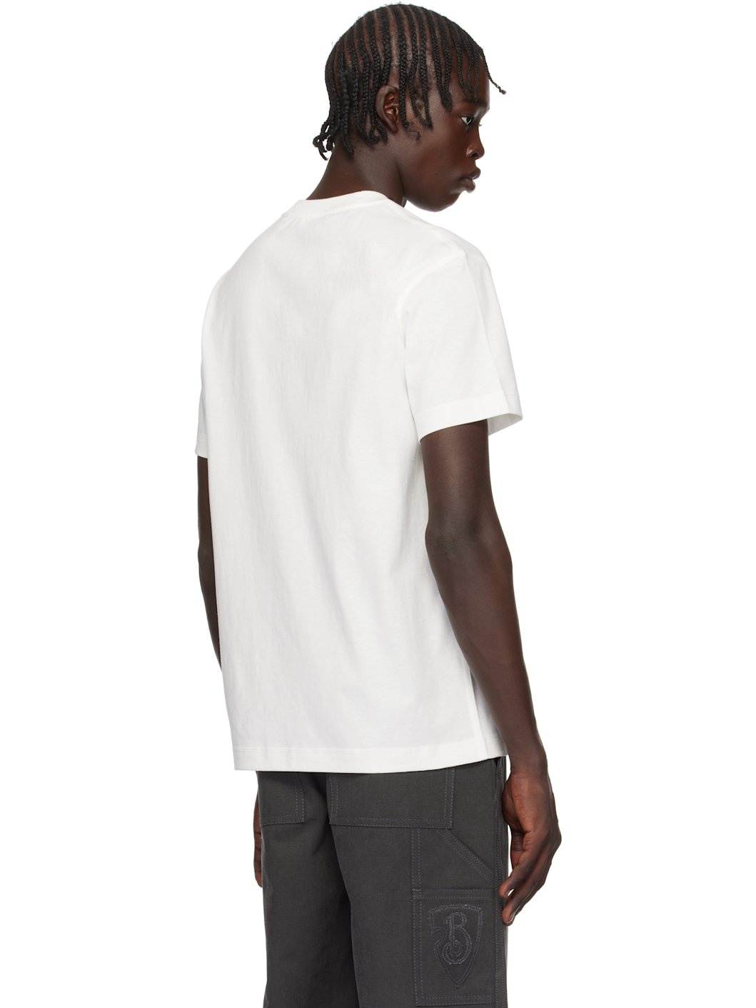 White Check Label Cotton T-shirt - 3