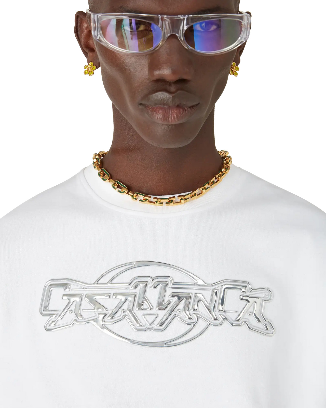 Casablanca Chrome Oversized Short Sleeve T-Shirt | Casablanca Paris - 5