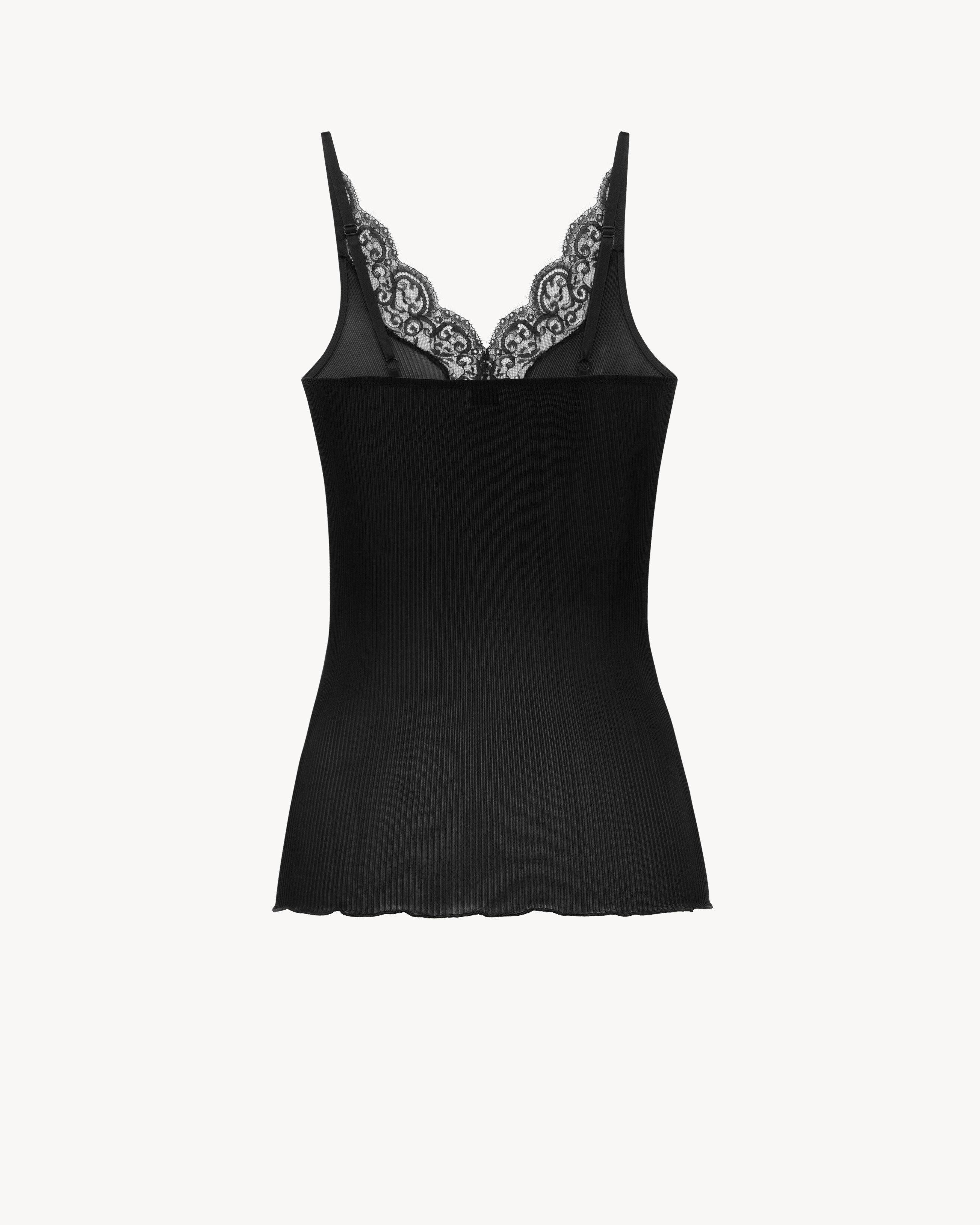laced tank top in ribbed silk jersey - 2