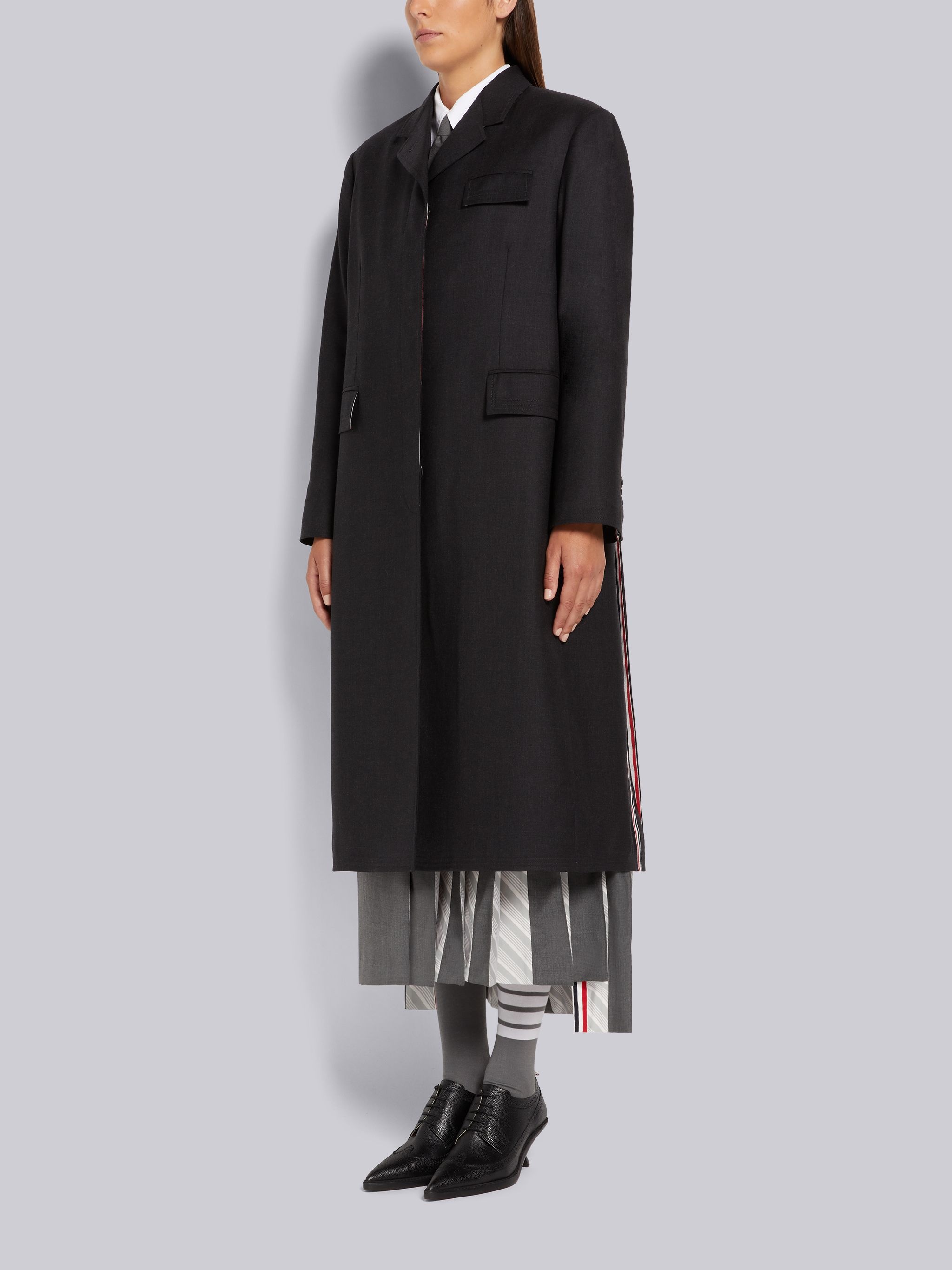 Charcoal Super 120's Twill Oversized Chesterfield Coat - 2