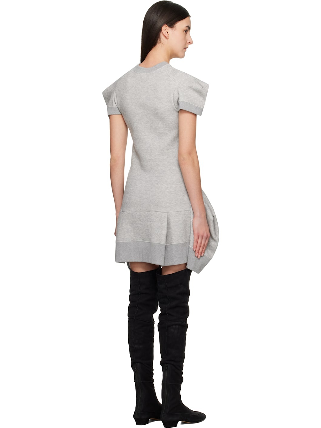 Gray Sponge Sweat Minidress - 3