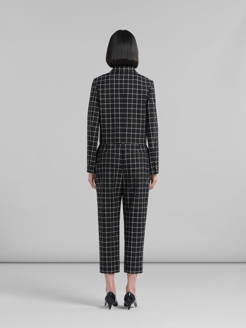BLACK CHECKED WOOL TROUSERS - 3