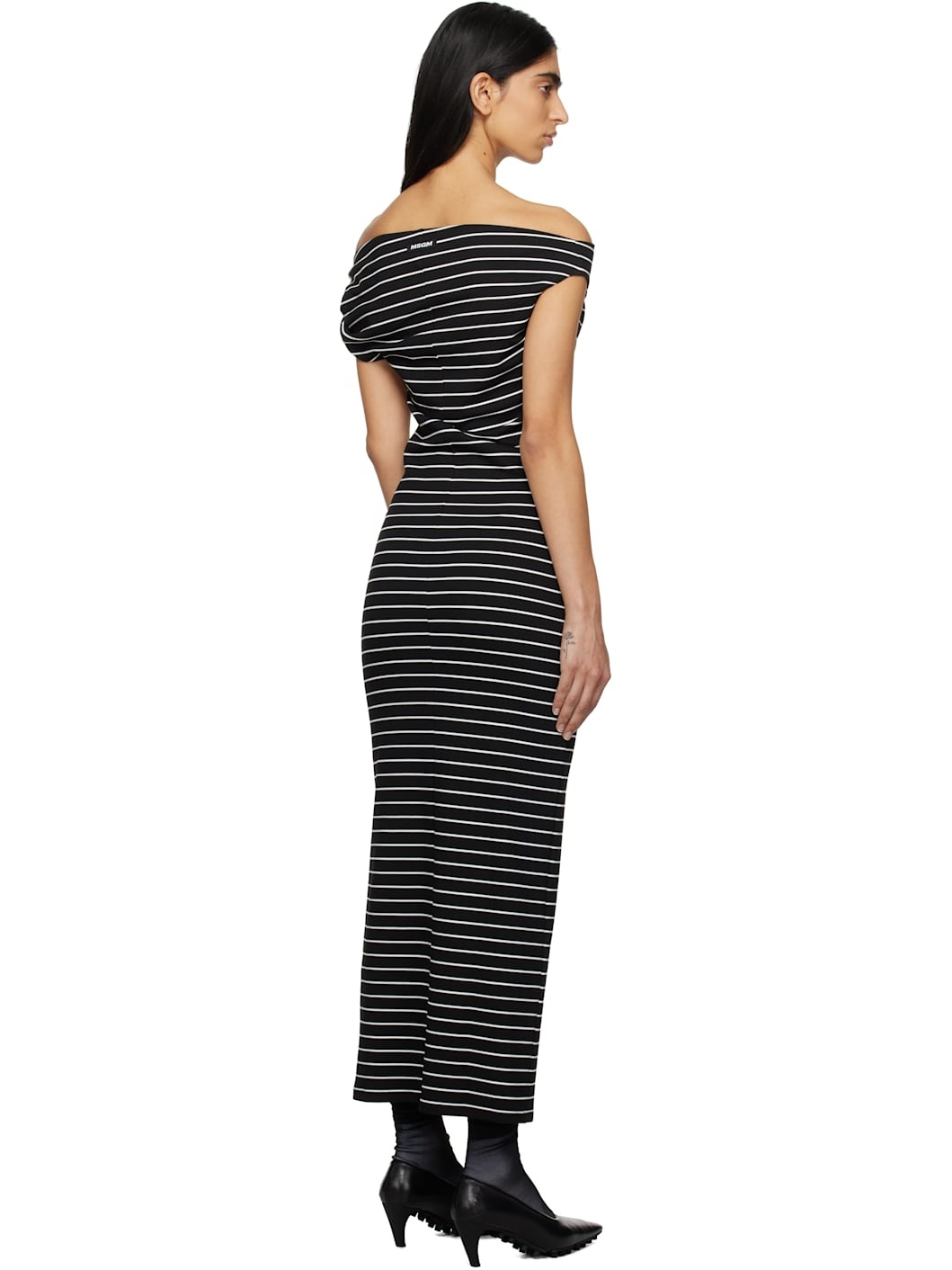 Black & White Striped Midi Dress - 3