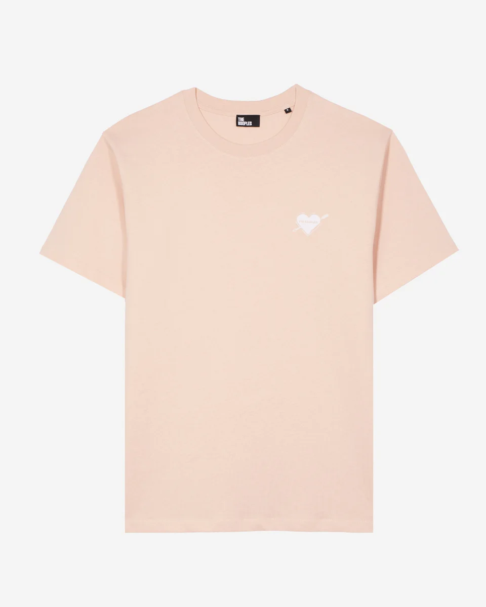 T-SHIRT WITH PINK HEART FLOCK - 1