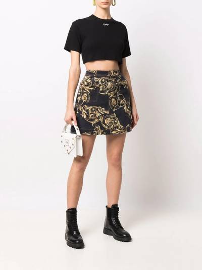 VERSACE JEANS COUTURE Baroque print denim skirt outlook