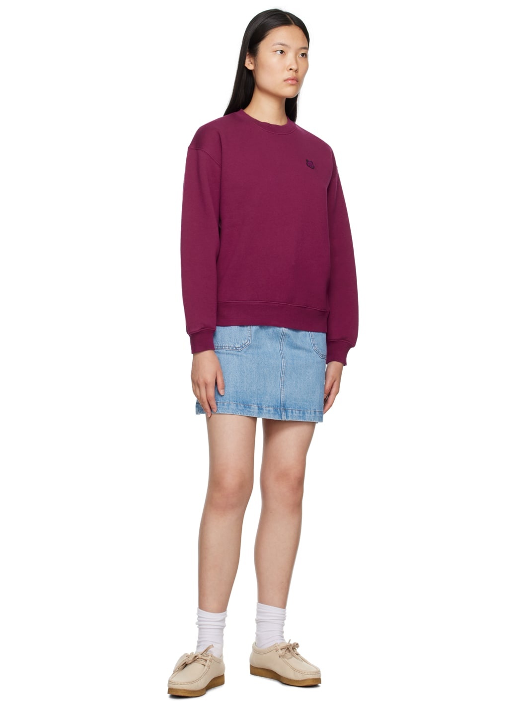 Burgundy Bold Fox Head Sweatshirt - 4