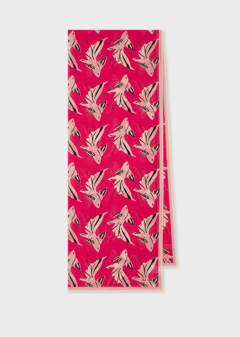 Women's Bright Pink 'Le Peche Fish' Cotton Scarf 1
