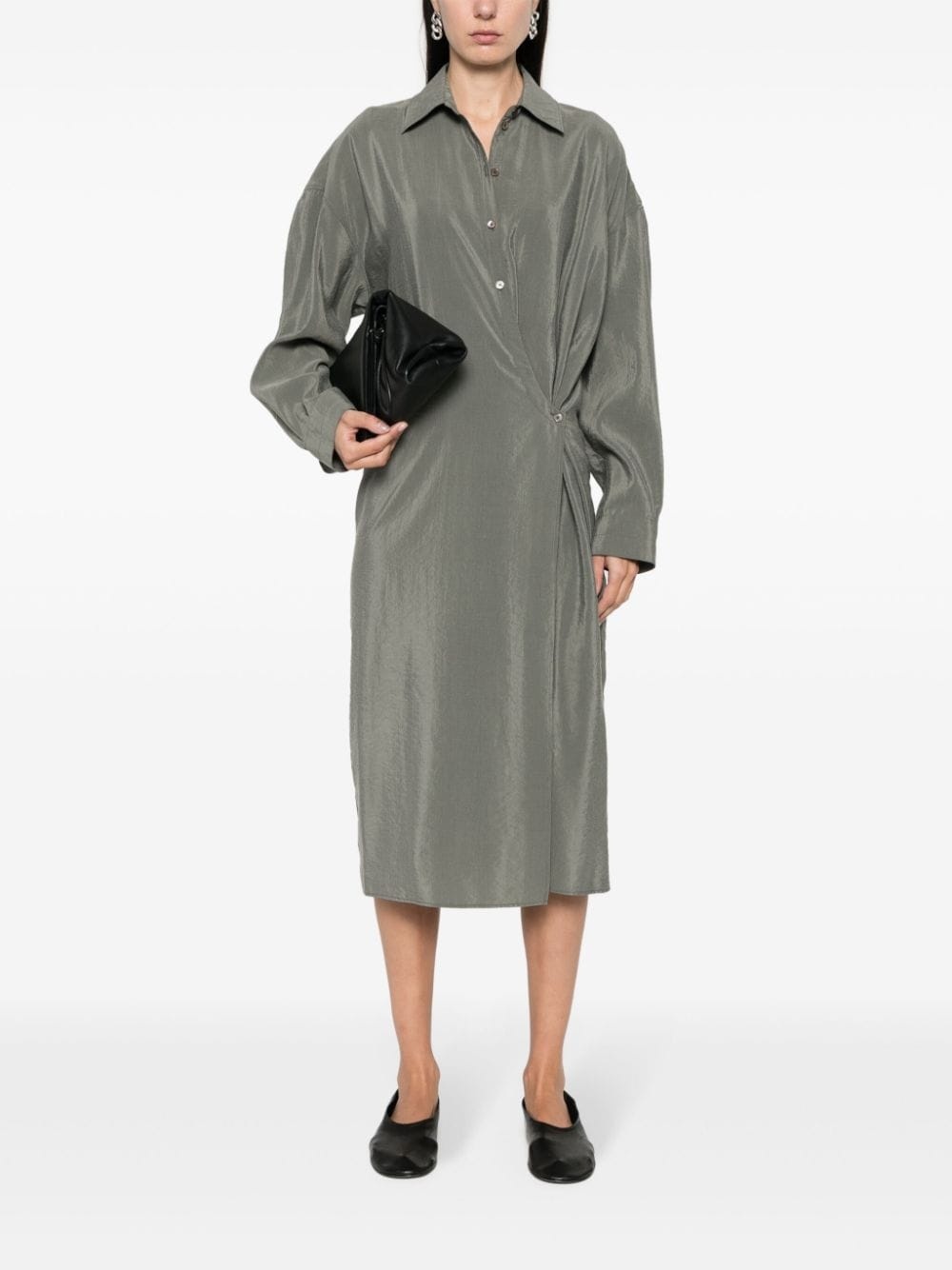 Twisted wrap midi dress - 2