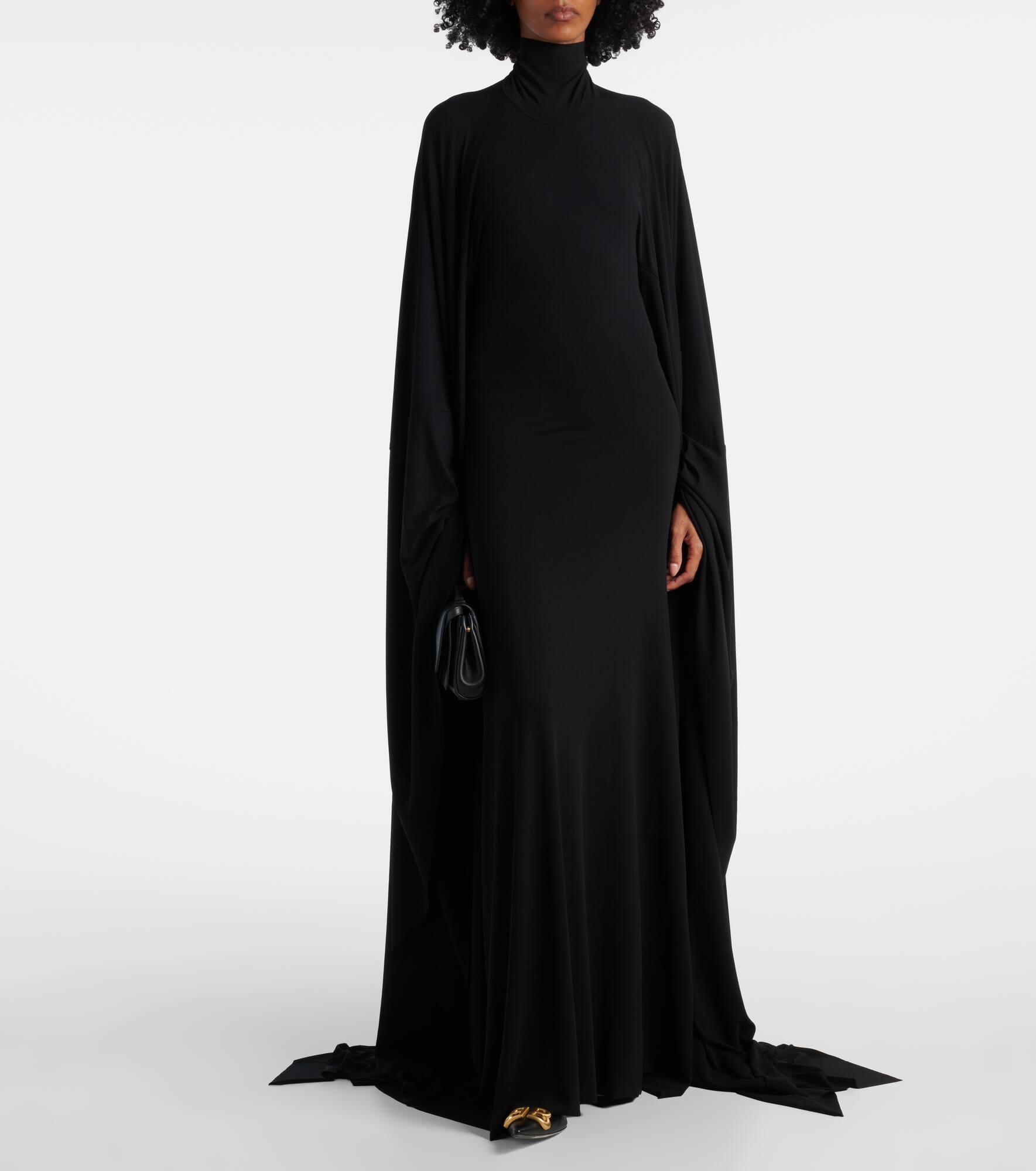 Caped turtleneck jersey gown - 2