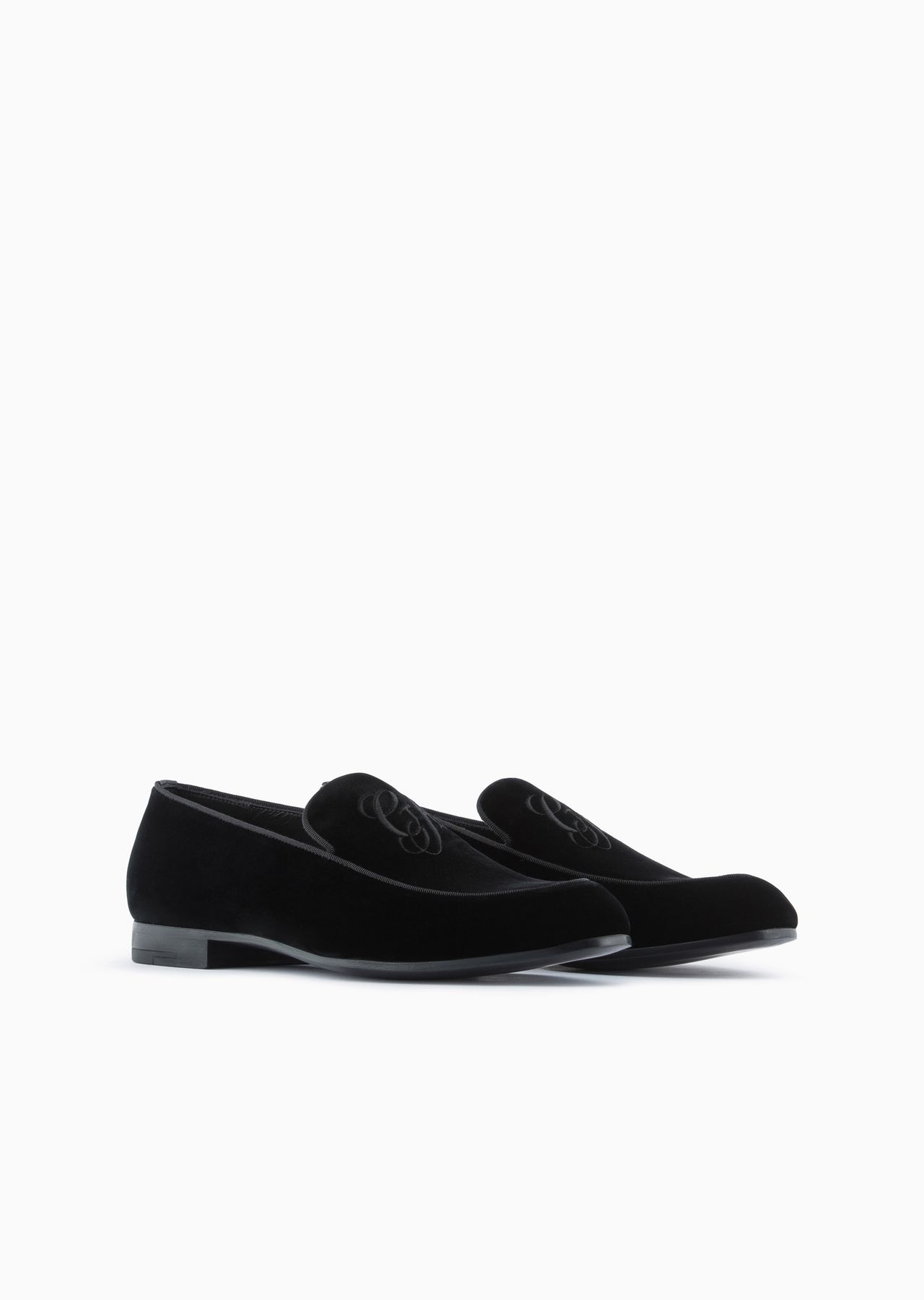 Velvet loafers with embroidered logo - 2