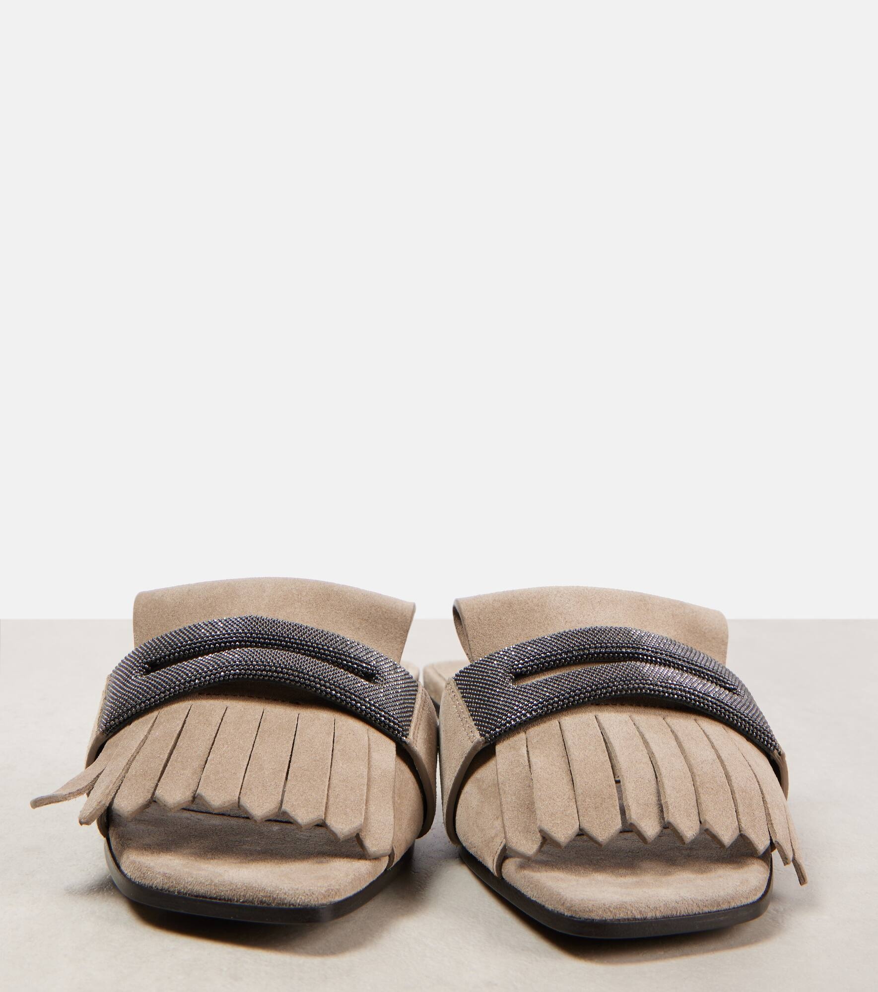 Fringed suede slippers - 5