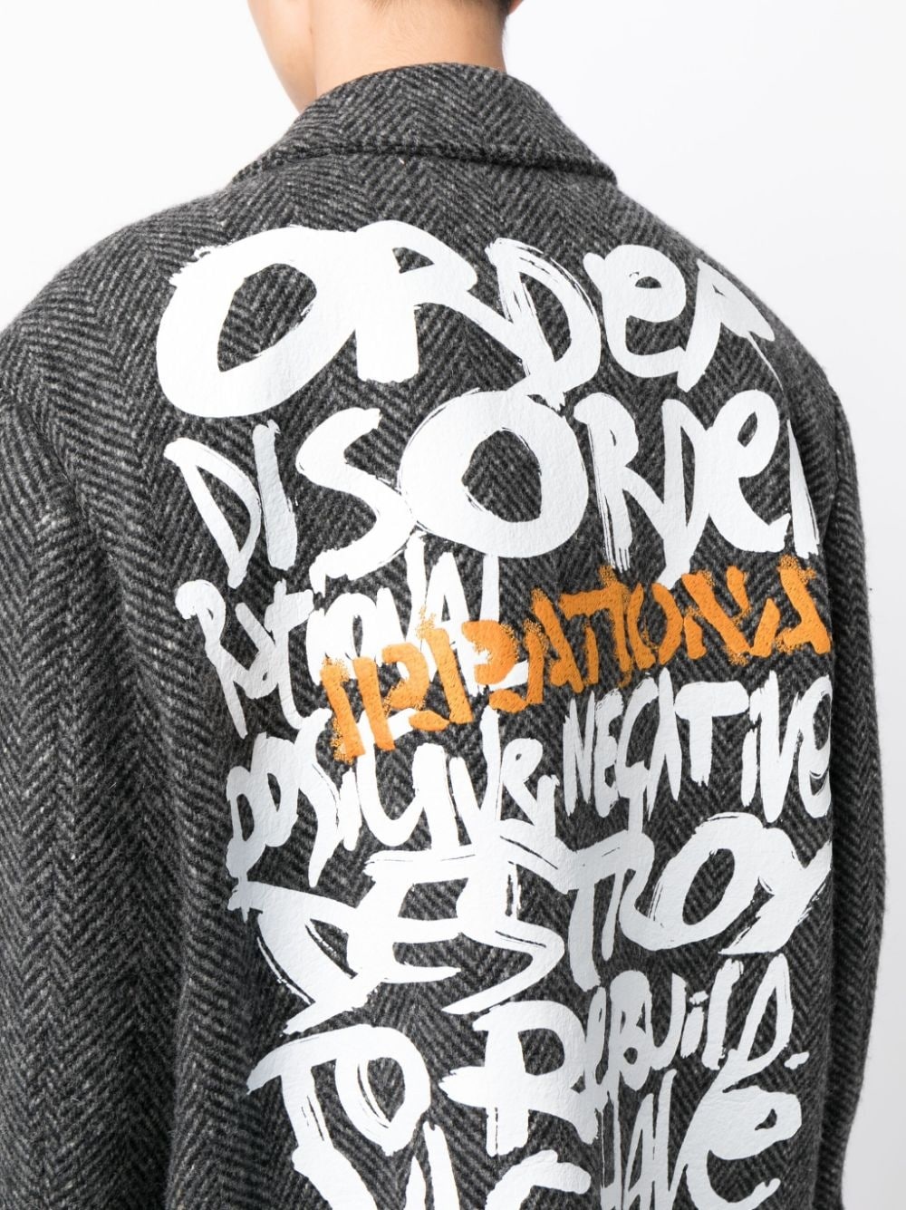 SLOGAN PRINT WOOL PEACOAT - 3