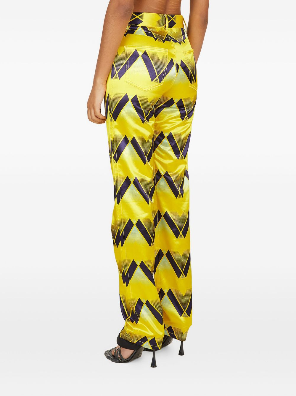graphic-print satin trousers - 4