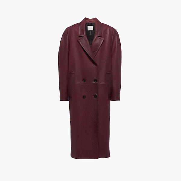 Oversized double-breasted nappa leather coat - 3