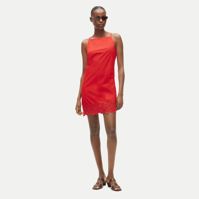 High-squareneck mini dress in cotton poplin 3