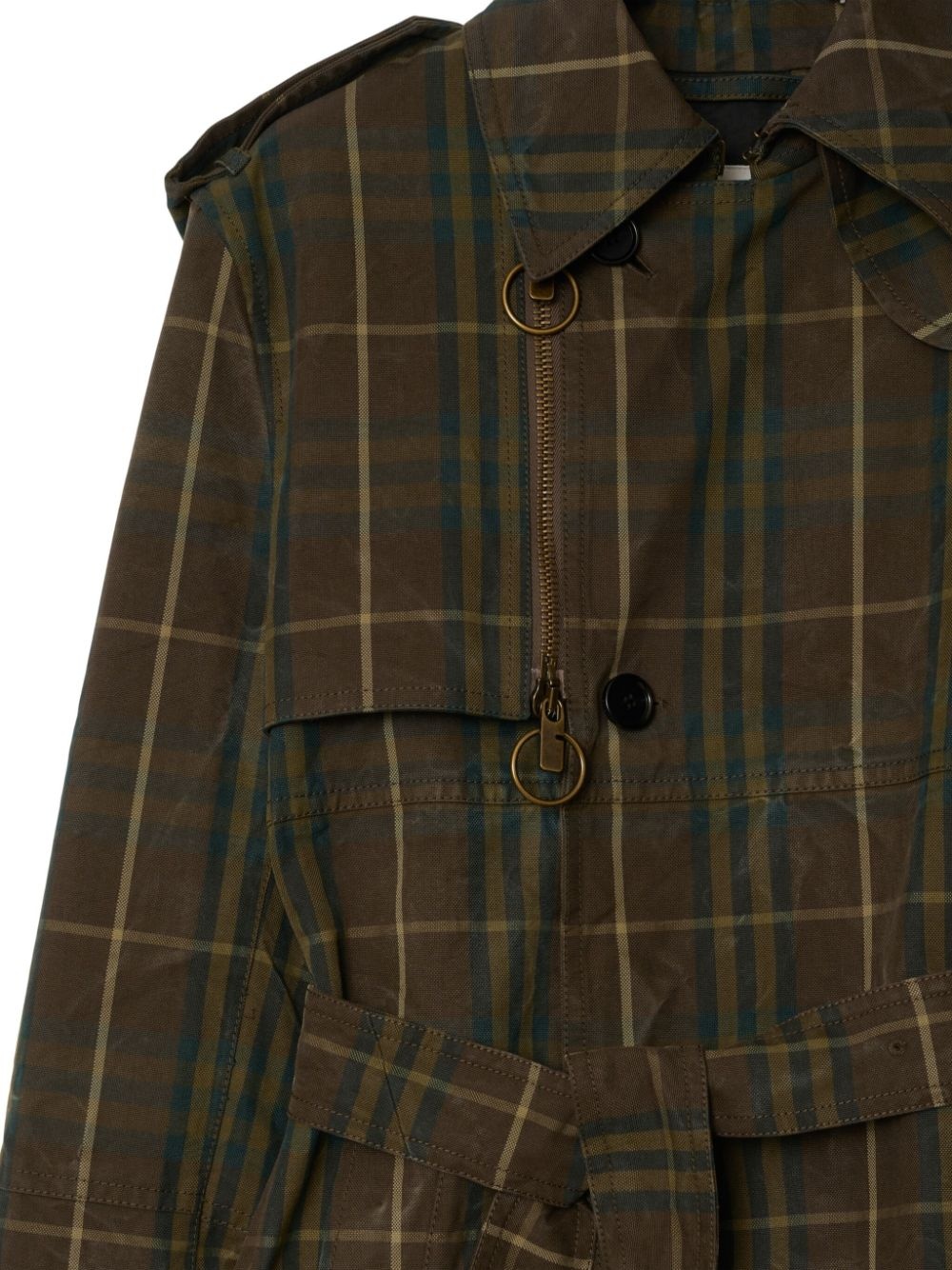 checked cotton trench coat - 3