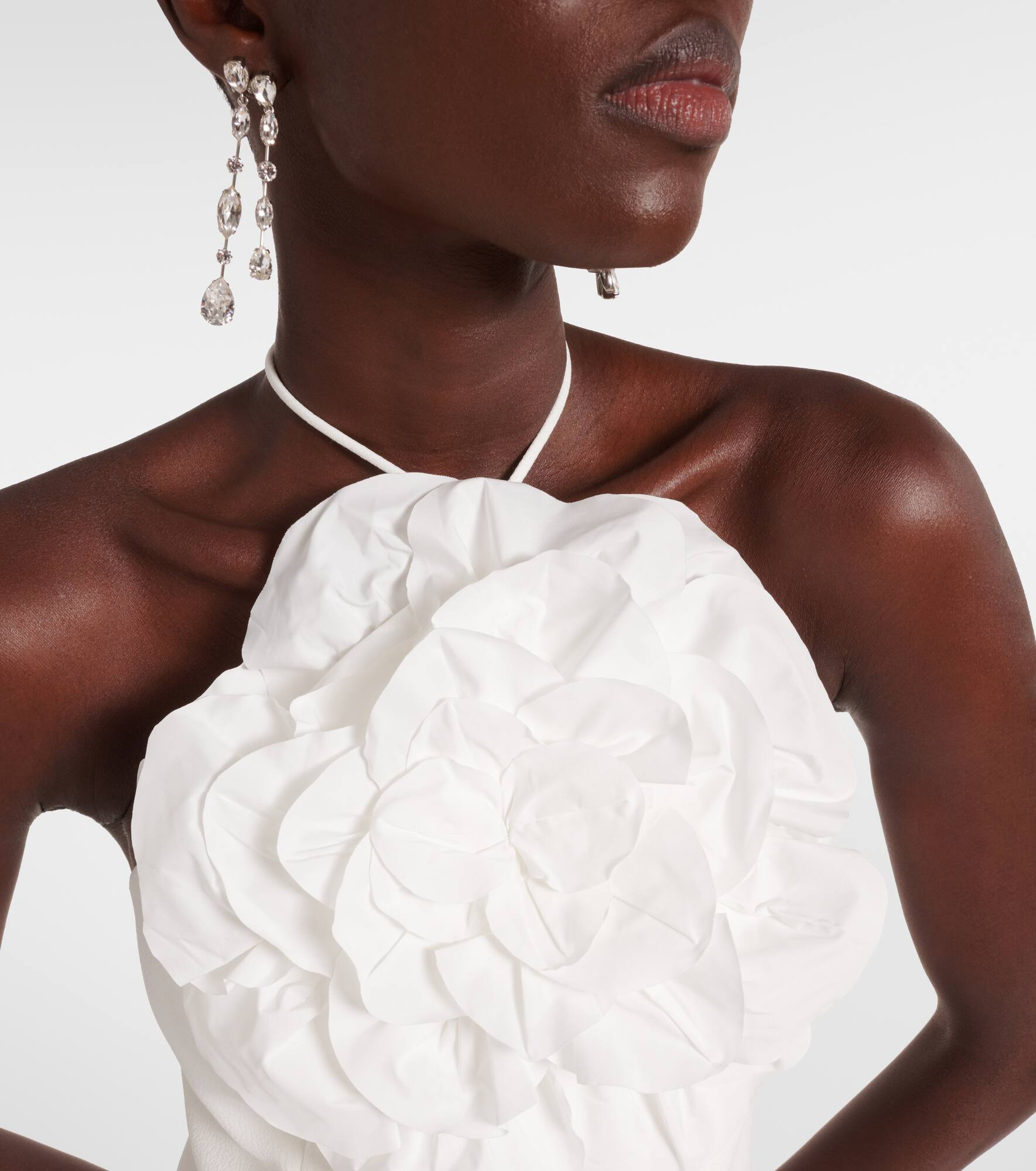 Odetta floral-appliqué halterneck minidress - 4