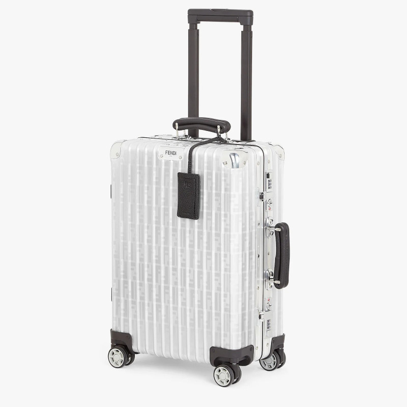 FENDI Aluminum trolley case with leather details outlook