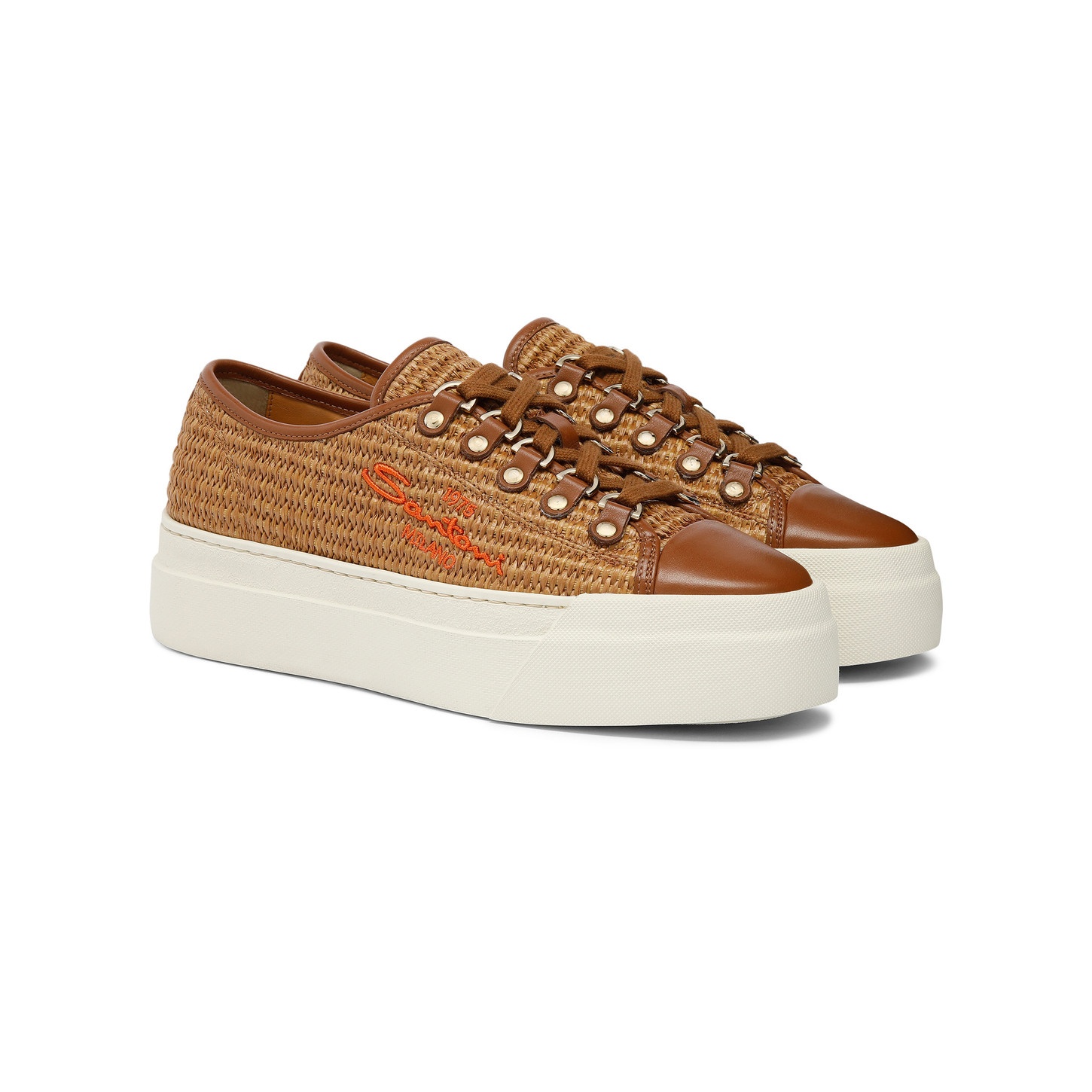 Women's brown raffia sneaker - 3