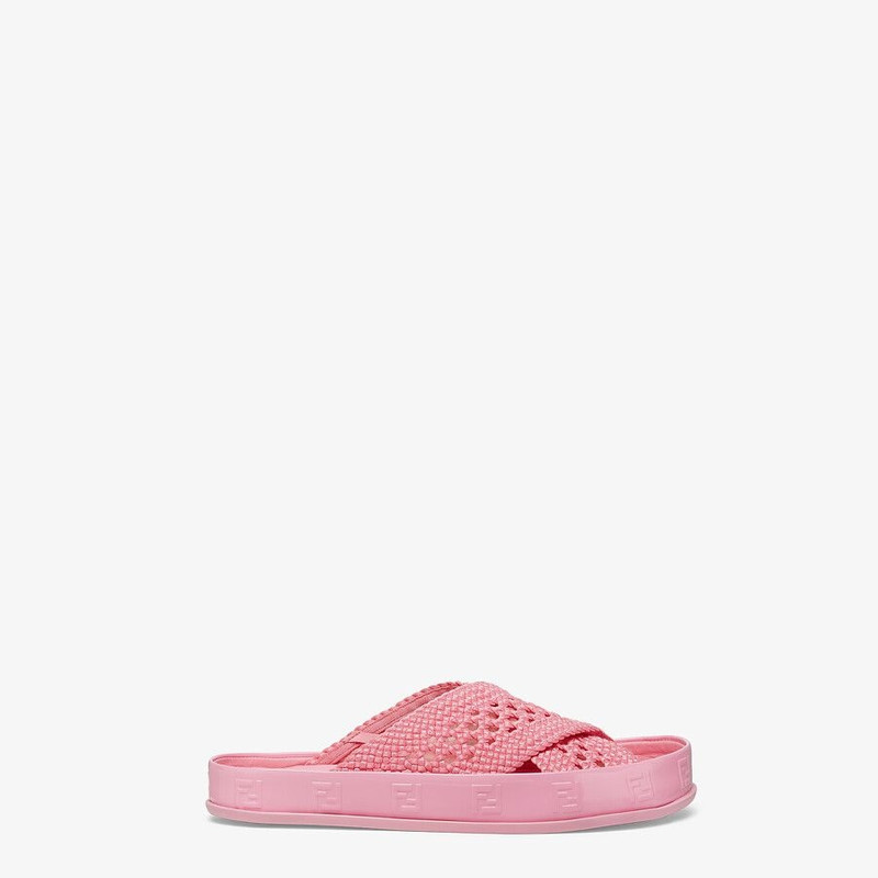 Pink stretch lace slides 1