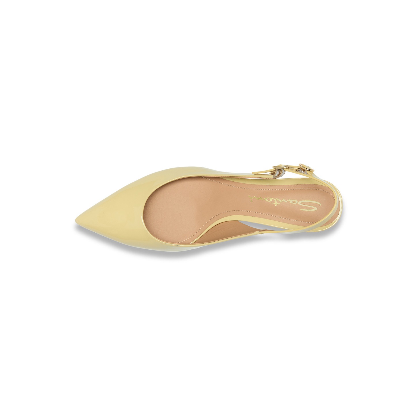 Women's yellow patent leather mid-heel slingback - 5