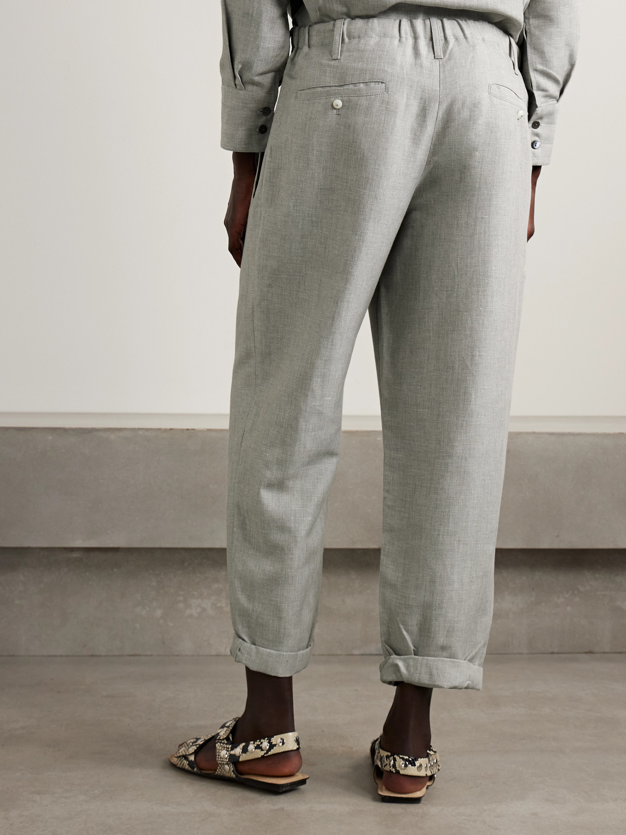 Linen, Cotton And Wool-blend Twill Pants - 3