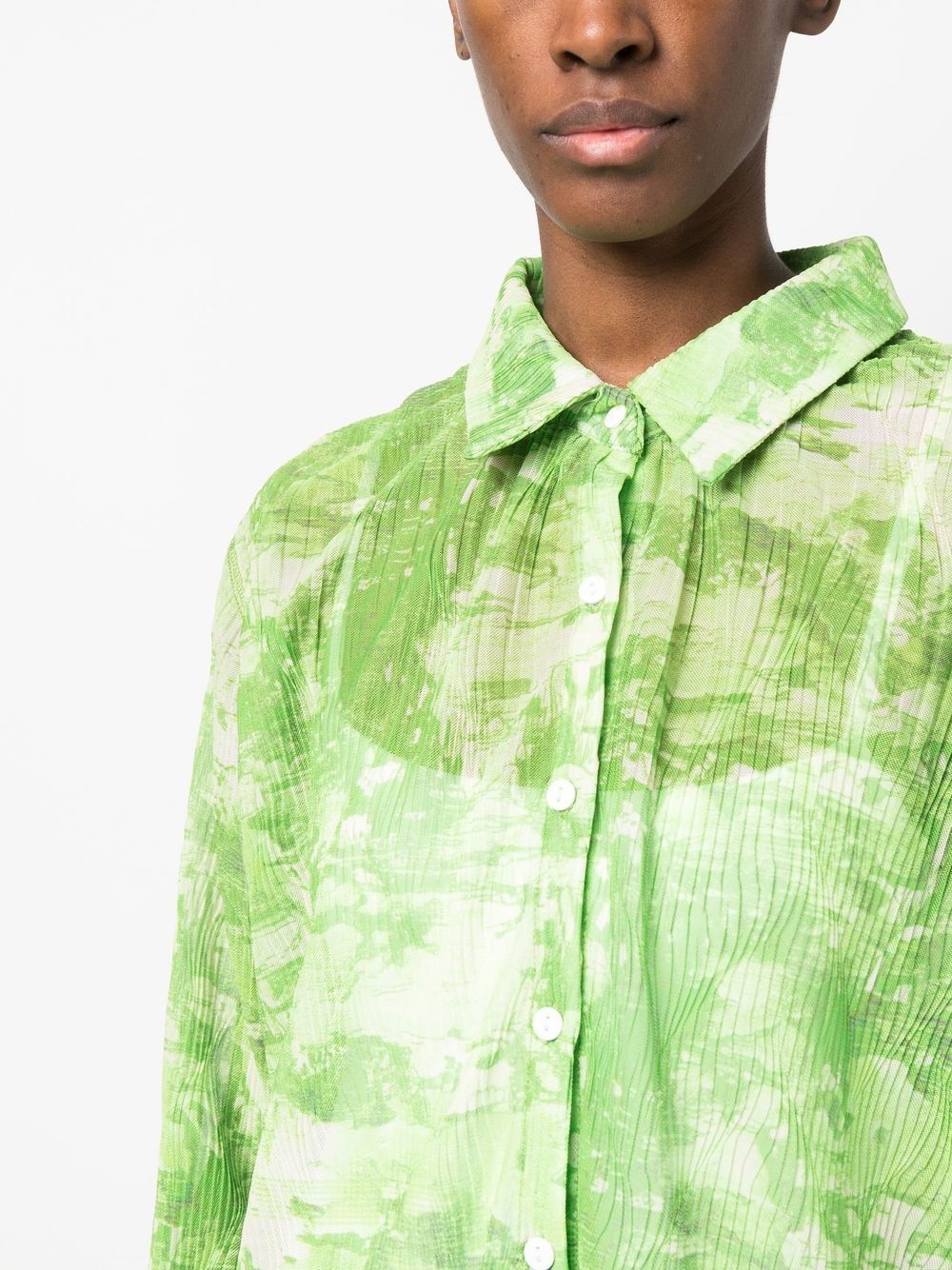 printed plissé shirt - 5