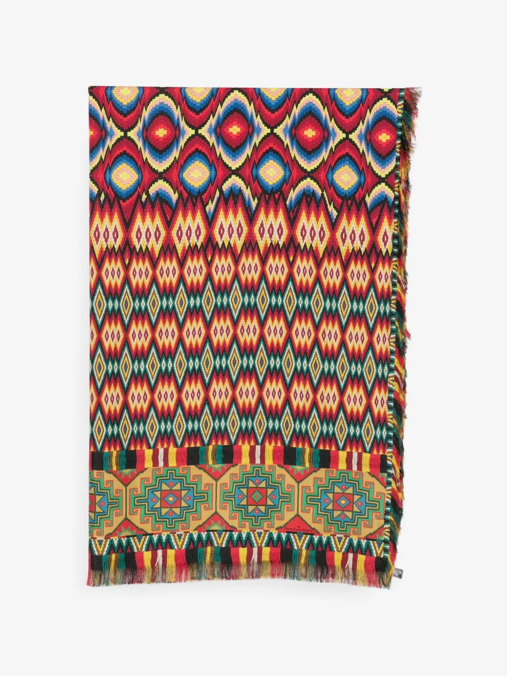 geometric-print fringed scarf - 1